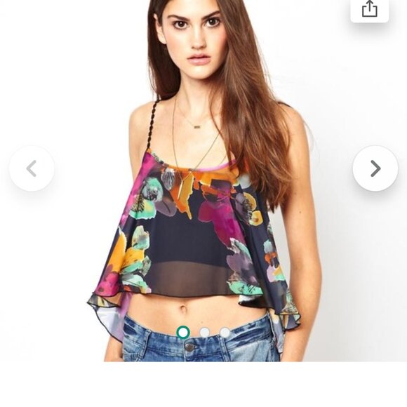 For Love and Lemons Sheer Floral Hi-Lo Top - Picture 7 of 7